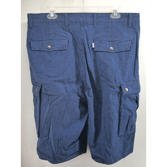 Levi's Cargo Shorts 38 Mens Cotton‎ Linen Blend Blue Stretch Snap Button - Picture 6 of 9
